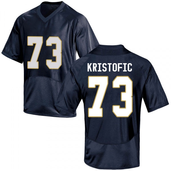 Andrew Kristofic Notre Dame Fighting Irish NCAA Men's #73 Navy Blue Replica College Stitched Football Jersey AAD0055ZQ